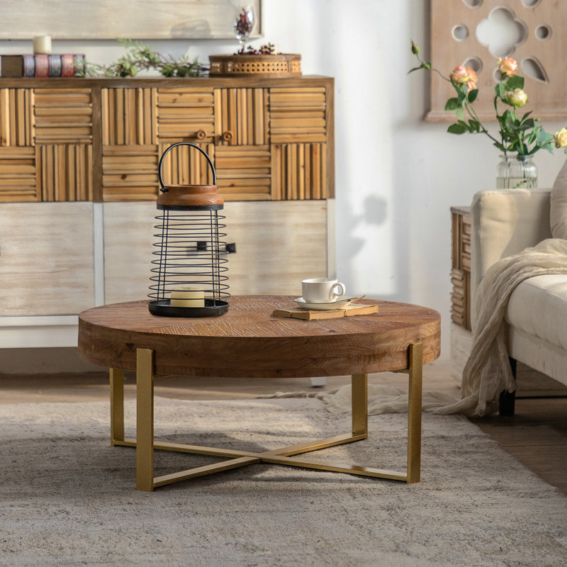 Table basse 31,29 "Modern, 13.38" H x 31.88" L x 31.88" W, Doré