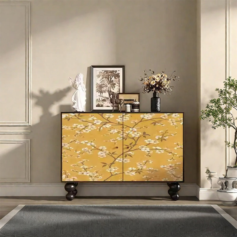 Armoire de rangement en bois de pin avec pieds solides