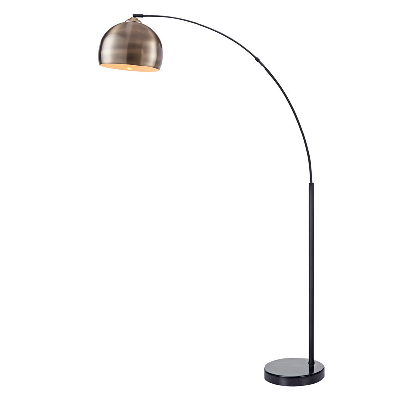 Hartfield 173cm Arched Floor Lamp, Black Marble, Brass