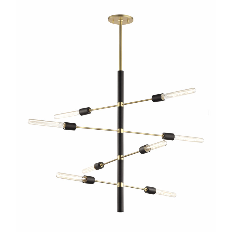 Christopher 8 - Light Sputnik Modern Linear Chandelier, Aged Brass