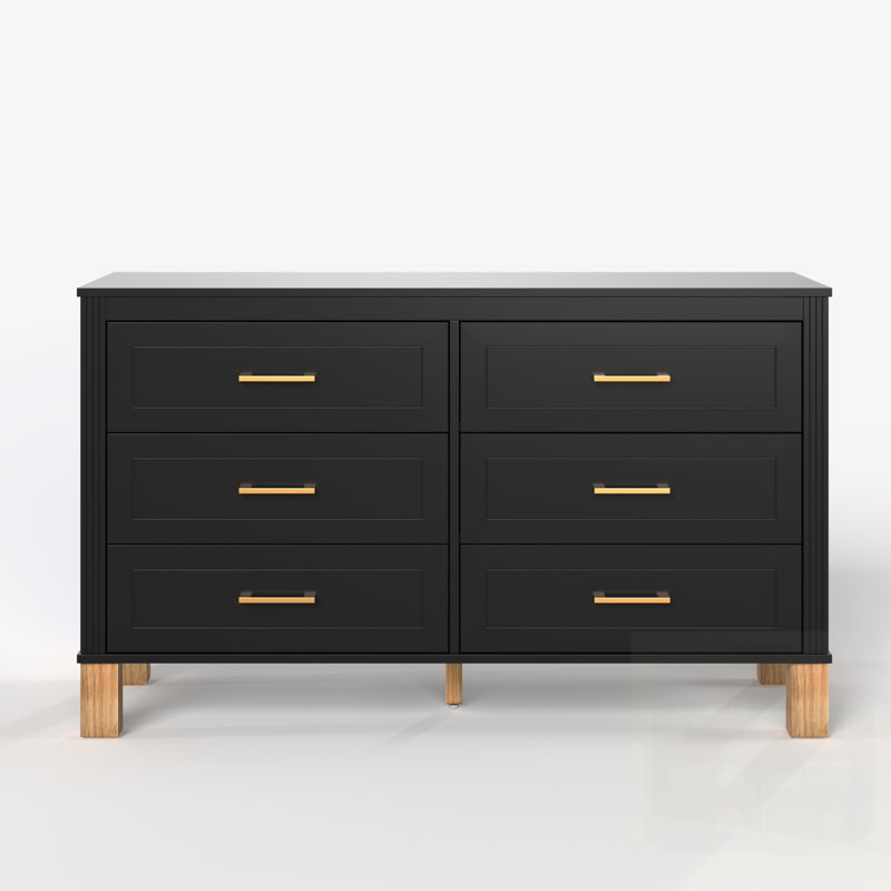 Commode double 6 tiroirs, Noir