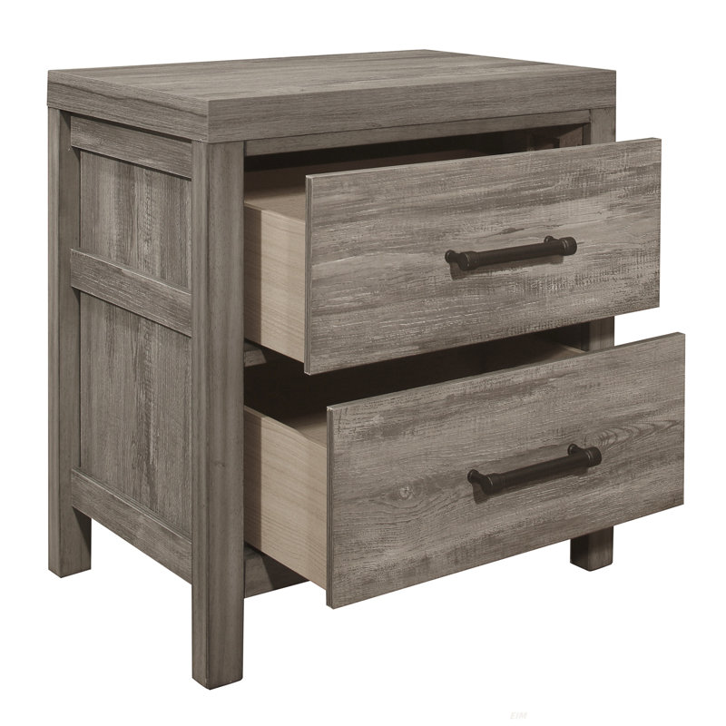 Table de chevet 1 pièce de style rustique avec 2 tiroirs en mélamine de qualité supérieure patinée
