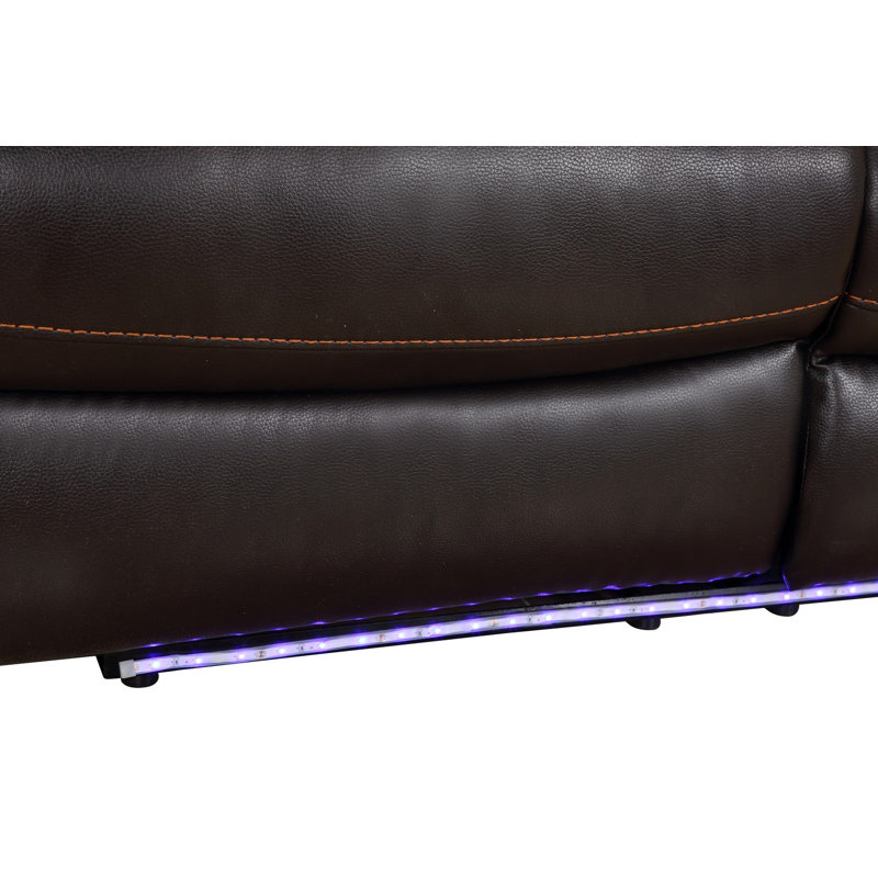 Luxurious 43" Brown Faux Leather Power Recliner with Metal Base