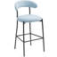 Tabouret de bar bleu à dossier ouvert de 26 po avec siège souple, base noire et repose-pieds, de 2 pour la cuisine, le salon ou le bureau, dossier moderne, coussin, structure en métal, bureau, meuble-lavabo