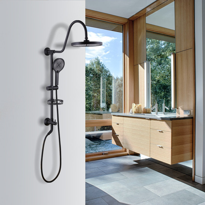 Shower Faucet with Rain Shower Heads, Matte Black
