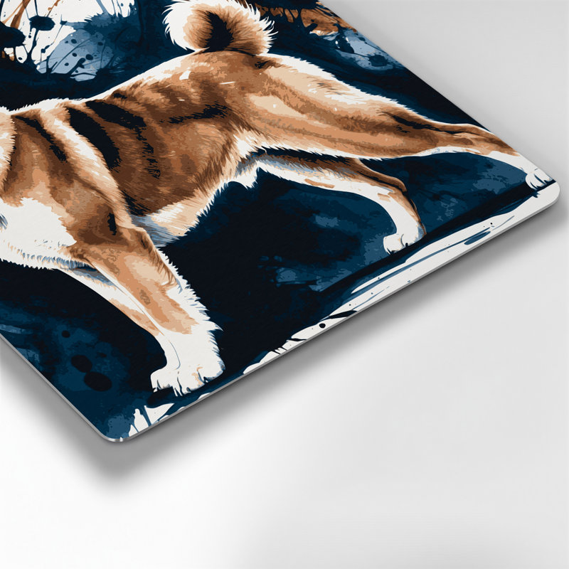 Chiens, art mural gris Akita, H 16 po x l 16 po