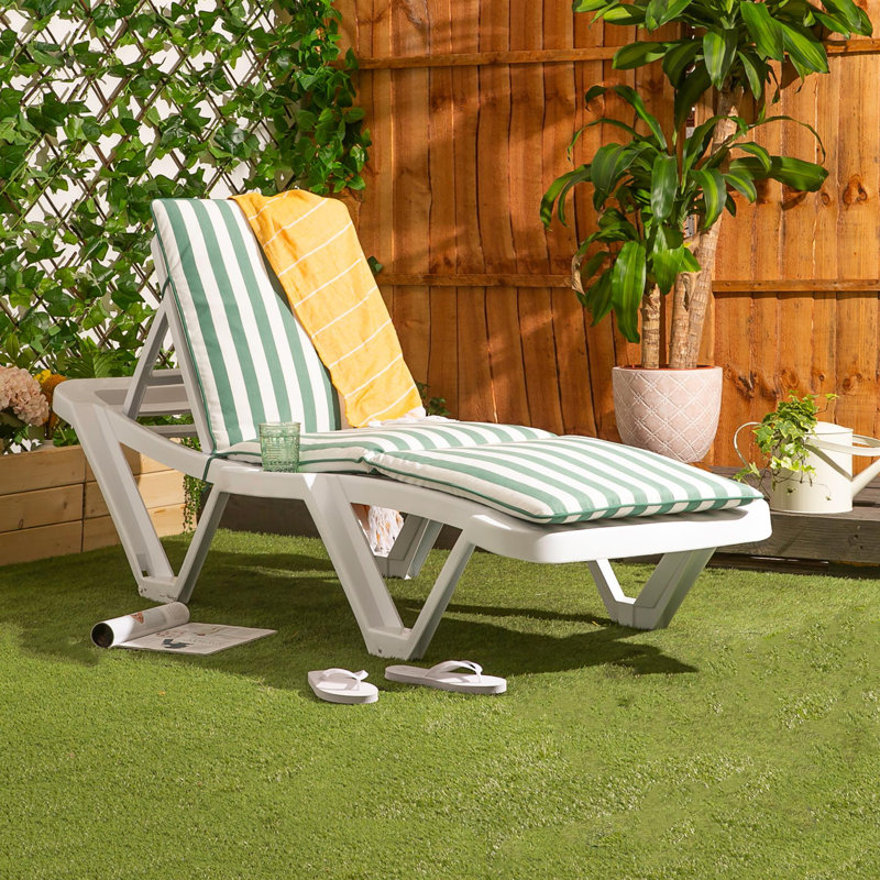 188cm Long Reclining Single Chaise with Cushions, Green