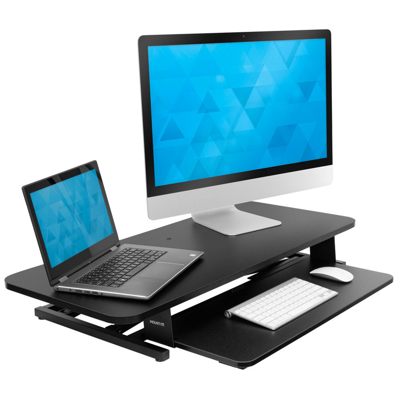 Mount-It! Height Adjustable Standing Desk Converter, 37.4" L x 15.9" D, 37 lbs. Capacity