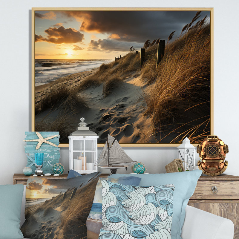 " Beach Photo Dune Dreams XI ", 30" H x 40" W x 1.5" D, Natural Floater Framed