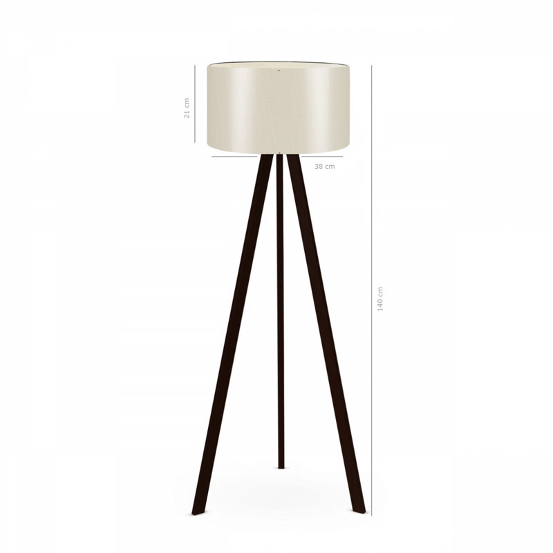 Modern Cream Floor Lamp with MDF Legs, 4.1 x 15.0 inches Base | Total Height: 55.1 inches | 100% PVC Shade, E27 Socket (Max 40W) | Stylish Scandinavian Design for Living Room, Bedroom, or Office