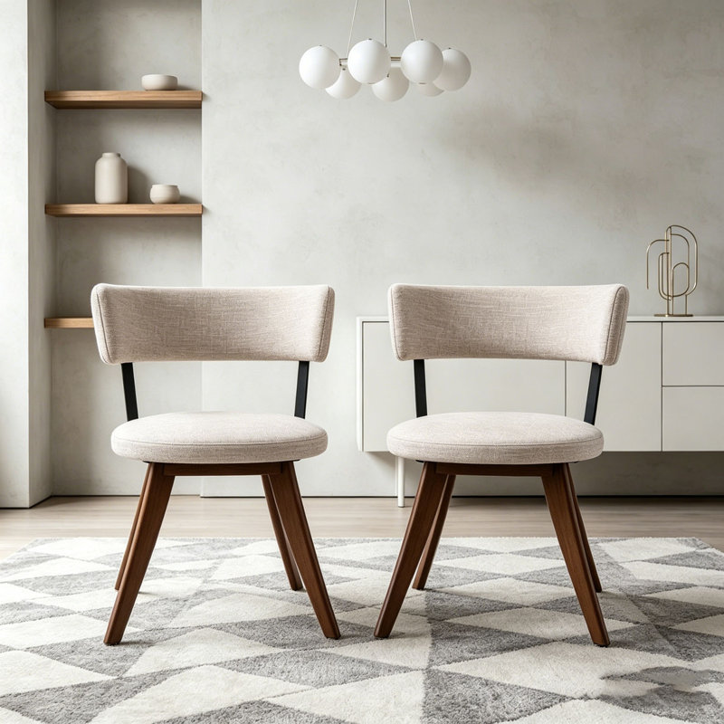 Chaises de salle à manger rembourrées Modern, Beige, noyer