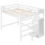 Lit mezzanine double blanc avec rangement intégré et escalier - Structure en bois de pin robuste pour la chambre à coucher avec escalier, structure-1518896420