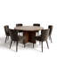 Ensemble de salle à manger rond 7 pièces avec table en placage de bois et chaises à oreilles en chenille-2124453908