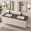 Comptoir de meuble-lavabo 72 po en porcelaine rustique avec lavabo double rectangulaire blanc-132209035