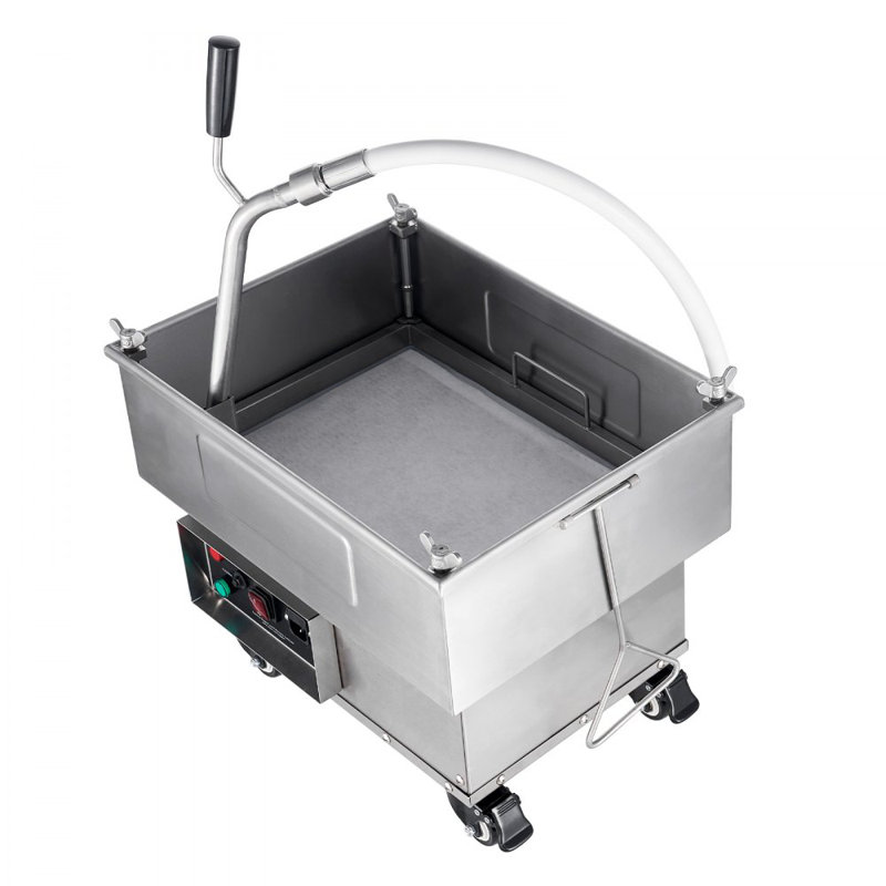 Mobile Fryer Filter, 18L Oil Tank Capacity, Oil Filtration System with 10 L/min Oil Filtration Speed, Mobile Frying Oil Filtering System with Swivel Wheels, Oil Hose for Restaurant Burger Stores