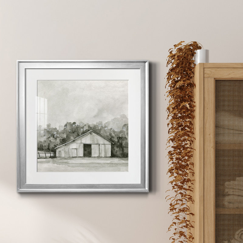 «Solenn Barn S Croquis IV», reproduction encadrée de qualité supérieure, prête à être accrochée, Papier avec cadre argenté