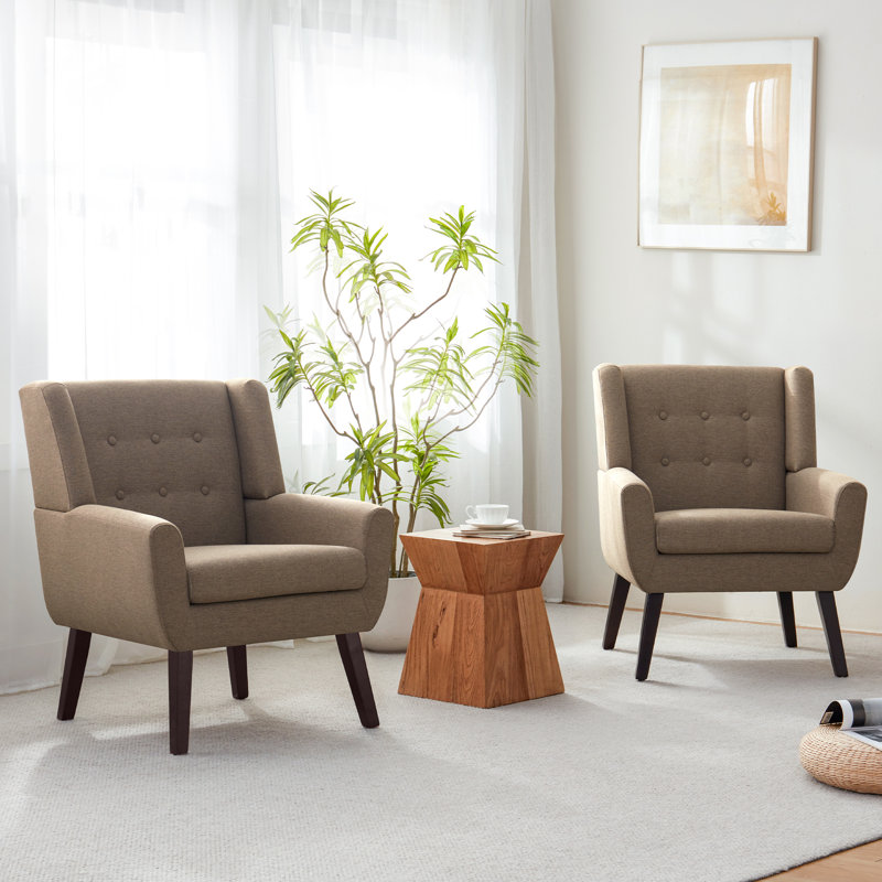 Halcott 29.2'' Wide Tufted Armchair, Brown Polyester Blend
