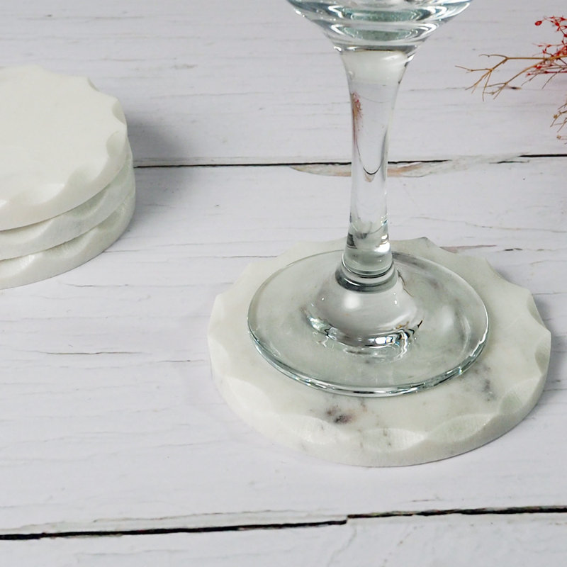 Round White Marble Coasters