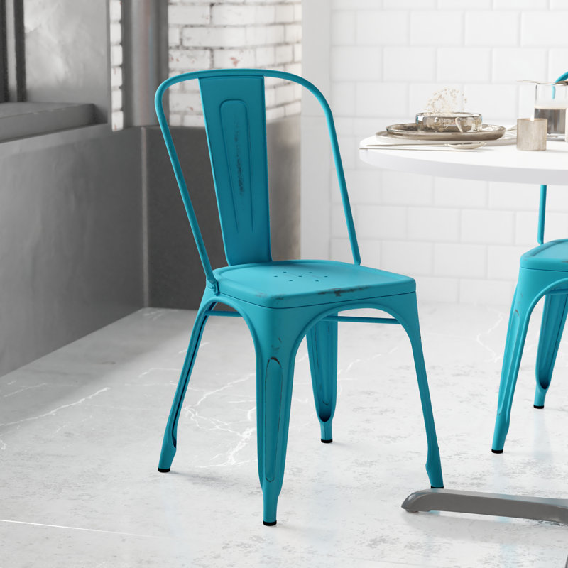 Chaise d'appoint empilable en métal Lily, Blue