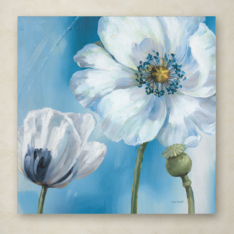 Blue and White Floral Canvas Art by Lisa Audit, 14 x 14