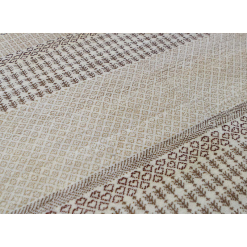 Wool Striped Area Rug in Cream/Crimson/Brown