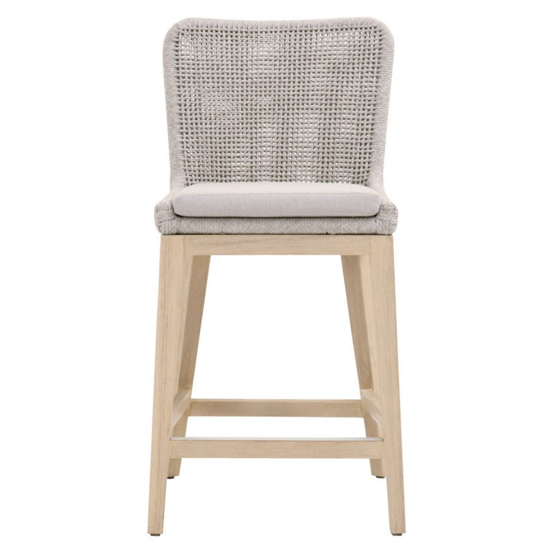 Counter Stool With Mesh Design Rope Backrest