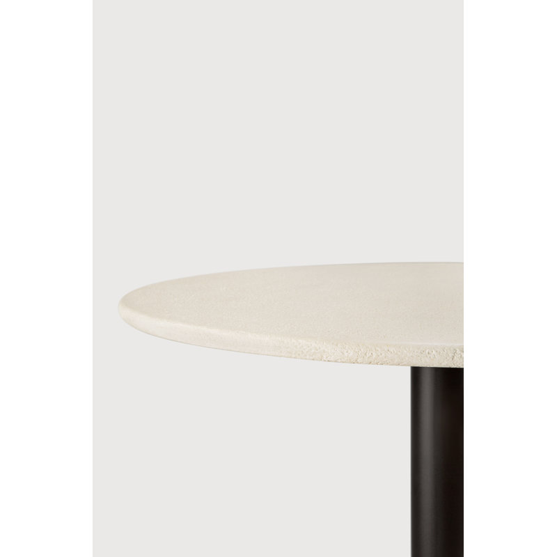 Blend dining table - varnished Microcement top - Off White - Dark Bronze base - round 70/70/76, 30"H x 27.5"L x 27.5"W