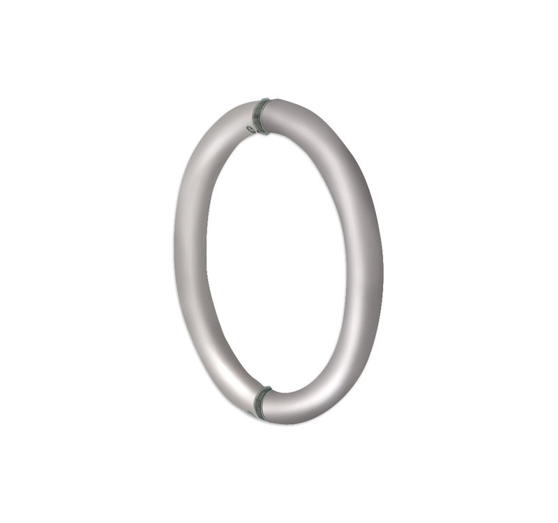 Poignée de porte de douche de style circulaire, fixation dos à dos de 3/16 po à 1/2 po, finition satinée d'épaisseur, Satiné