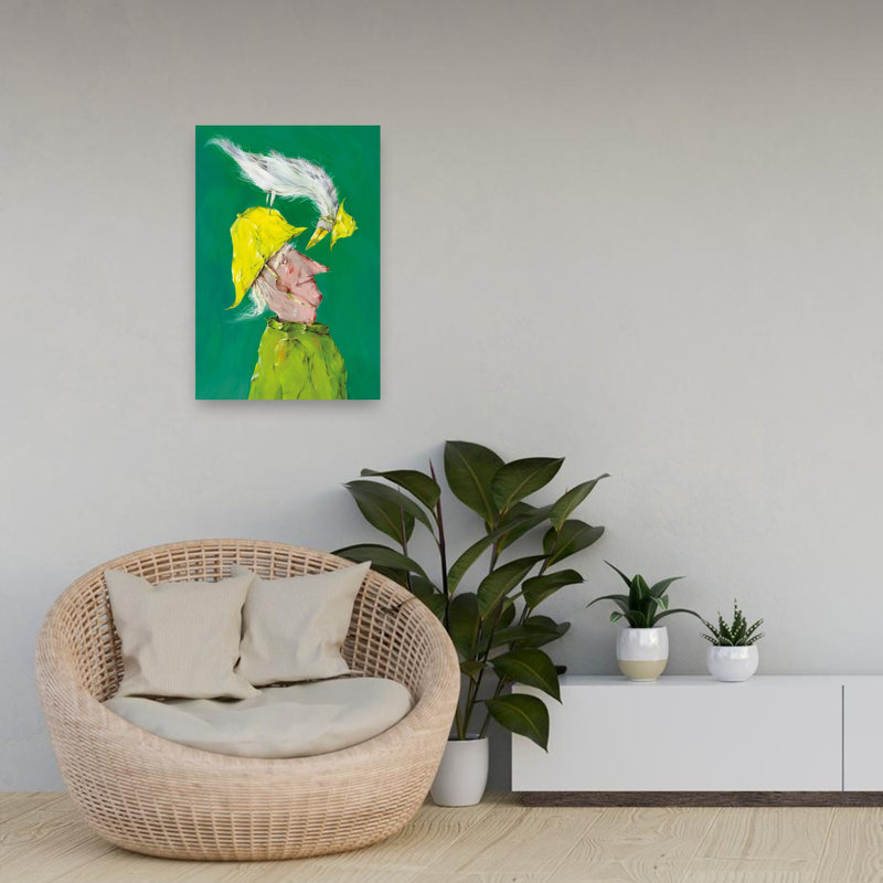 Art mural fantaisiste avec oiseau, 24" H x 16" W