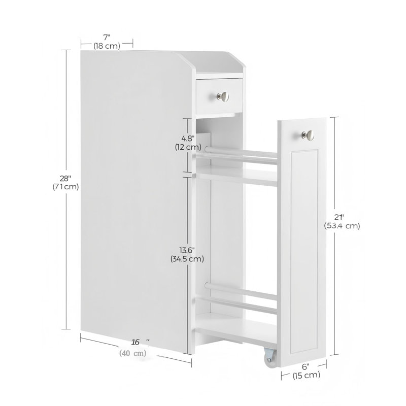 Small Storage Cabinet With Slide Out Drawers, White