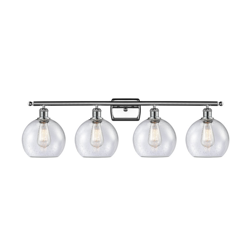 Éclairage de salle de bain à intensité variable 4 lumières Baptista, Transparent, Ampoule DEL 6 watts Vinage, Chrome poli