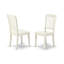 L'ensemble de salle à manger 3 pièces comprend 1 table de salle à manger moderne et 2 chaises en lin blanc Mid-Century avec dossier à lattes - finition lin blanc-106914498
