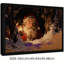 Art mural rétro noir encadré père Noël - Reproduction encadrée de scène de forêt de Noël rustique-1372010361