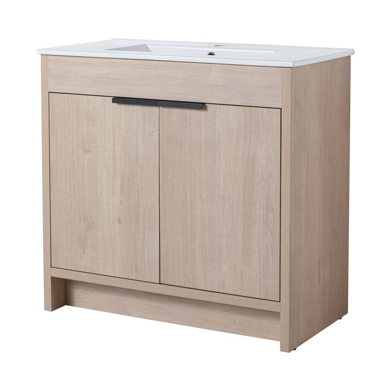 35.9'' Single Bathroom Vanity with Sink, Plain Light Oak