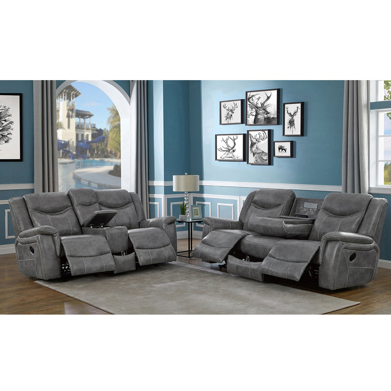 Masley Grey 2-Piece Reclining Living Room Set