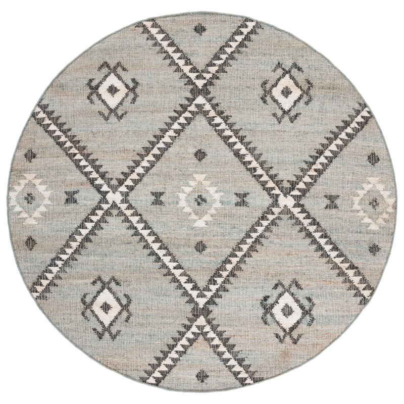 Goodsell Flat Weave Jute Geometric Vintage Rug, Round 7'