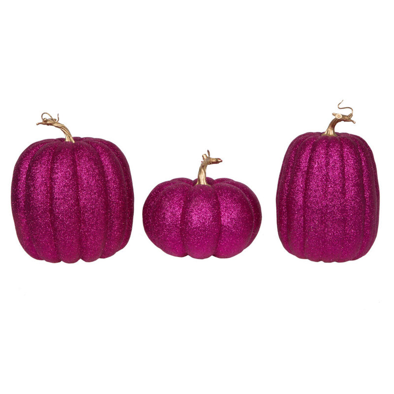 Ensemble de citrouilles scintillantes 8 po, Rose