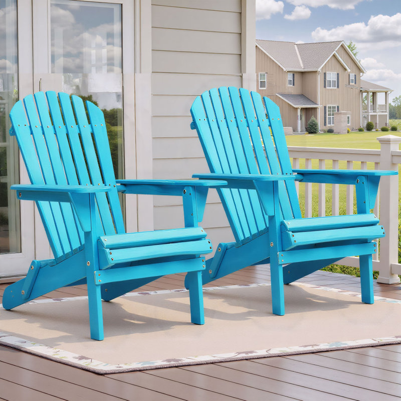 Solid Wood Folding Adirondack Chair, Blue
