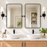Set of 2 Rectangle Metal Framed Pivot Wall Mirror Bathroom Mirror Dresser Mirror, 91×61 cm, 80×58 cm