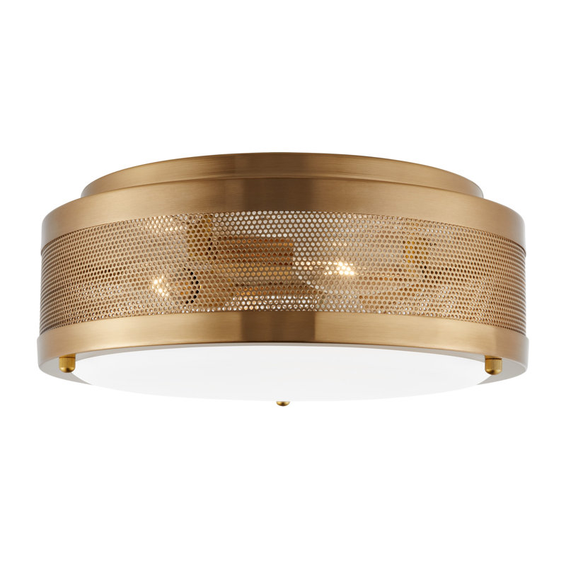 3 - Light Flush Mount, Satin Brass