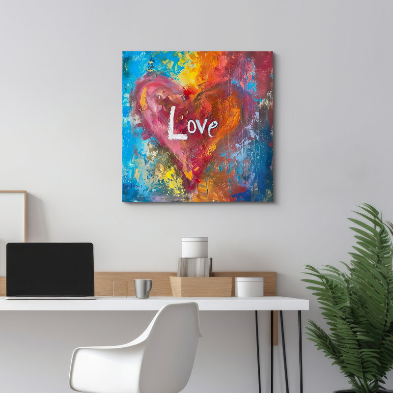 Pop Urban Street Love - Graffiti coloré, chambre à coucher, œuvre d'art, impression sur toile encadrée, Toile tendue