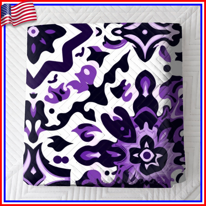 Purple Ornate Pattern Quilted Bedspread All Sizes, Queen
