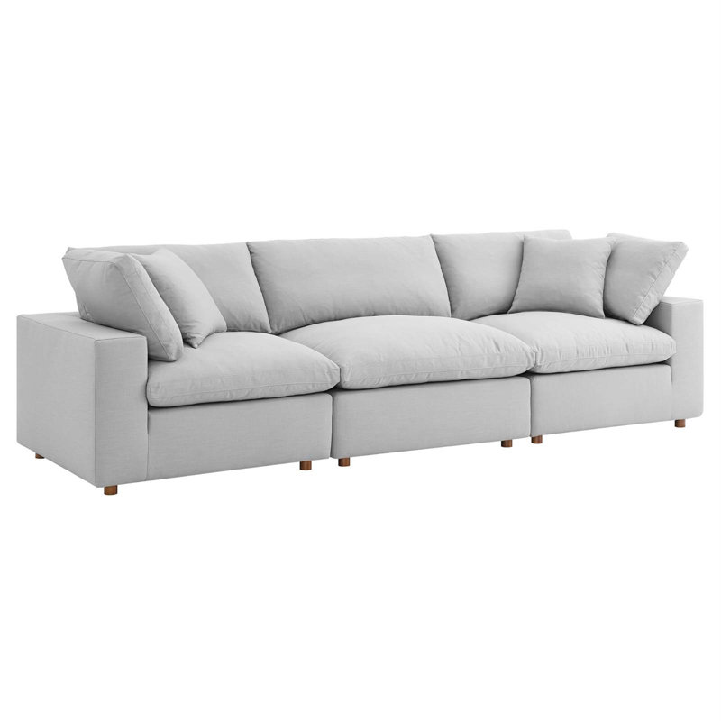 Ensemble de canapés modulaires rembourrés et rembourrés 3 pièces Commix par Modway, 100 % polyester gris clair
