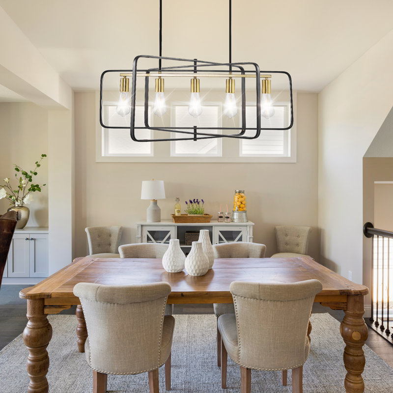5 - Light Kitchen Island Pendant, Black/Gold