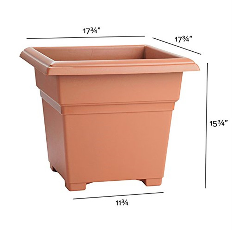 Pot à fleurs en plastique Kayenta, H 15,75 po x l 17,75 po x P 17,75 po, Terre cuite