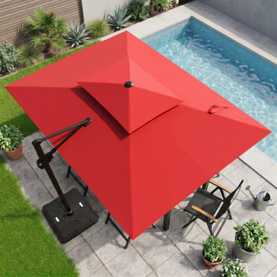 11' X 9' Rectangular Cantilever Umbrella with Weighted Base