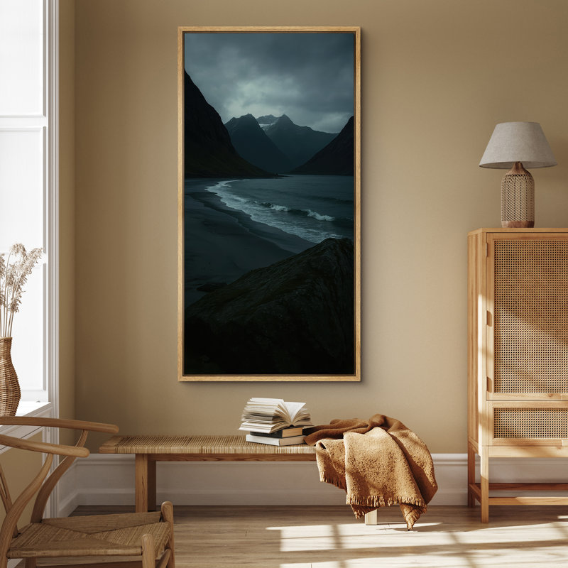 «Beach Landscape», impression sur toile encadrée océan, H 60 po x l 30 po, Naturel
