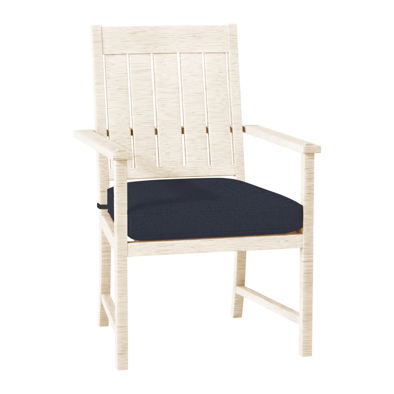 Croquet Wrought Aluminum Outdoor Arm Chair, Pas de soudure, Lin marine, Acajou