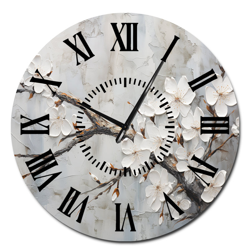 Horloge murale Minimalisme - Cerisier blanc et gris, Surdimensionné