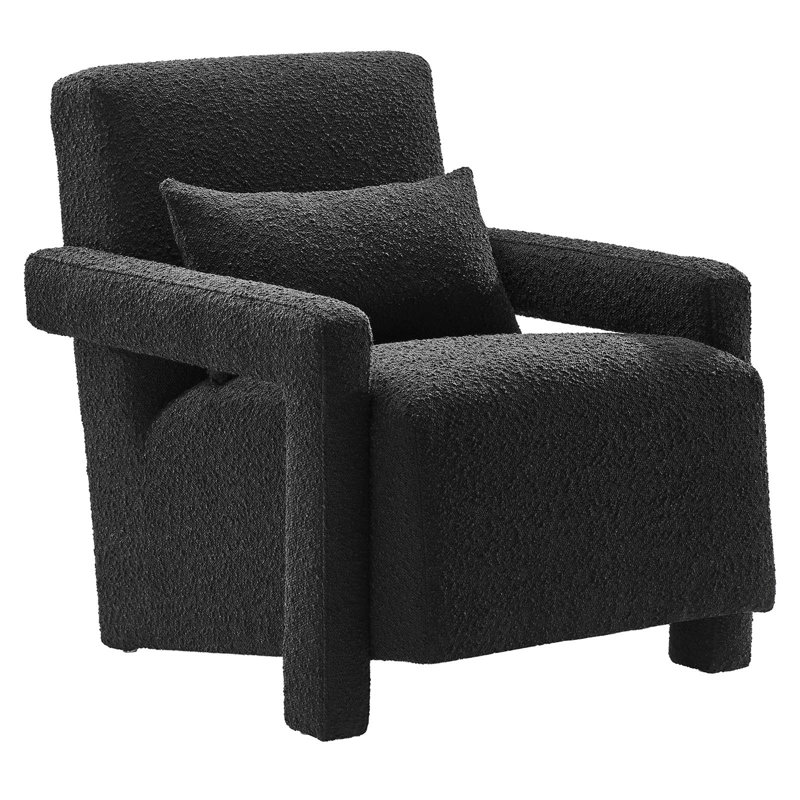 Modway Mirage Boucle Upholstered Armchair, Black 100% Polyester